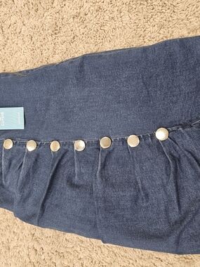 Dark Blue Denim Button-Accent Women's Skirt